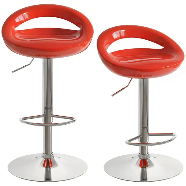HOMCOM Set 2 Scaune de Bar Rotative cu Suport pentru Picioare și Înălțime Reglabilă, 46x41x76-96 cm, Roșu | Aosom Romania