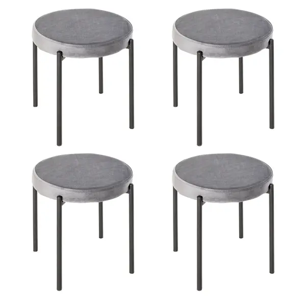 HOMCOM Set 4 Scaune pliante de masă cu șezut moale, aspect catifelat, scaun de bucătărie din catifea pentru bucătărie sufragerie din metal Gri 41,5 x 41,5 x 46 cm | Aosom Romania
