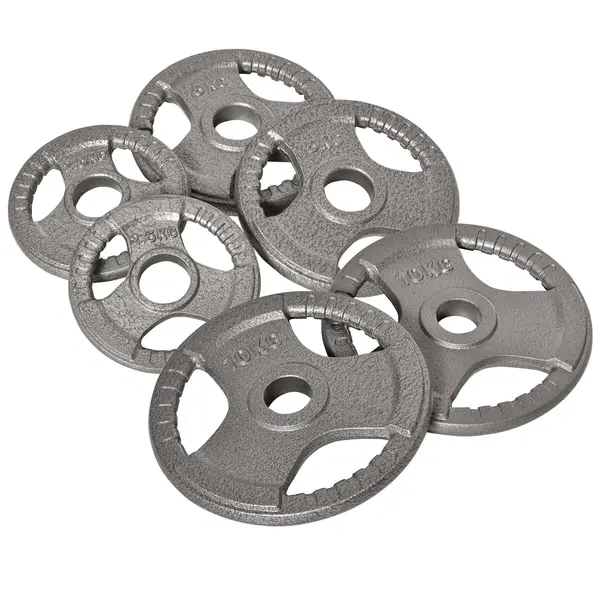 HOMCOM Set 6 Discuri Greutati pentru Haltere Greutate Totala 35kg, din Otel Emailat, Diametru central Փ5.4cm, Argintiu | Aosom Romania