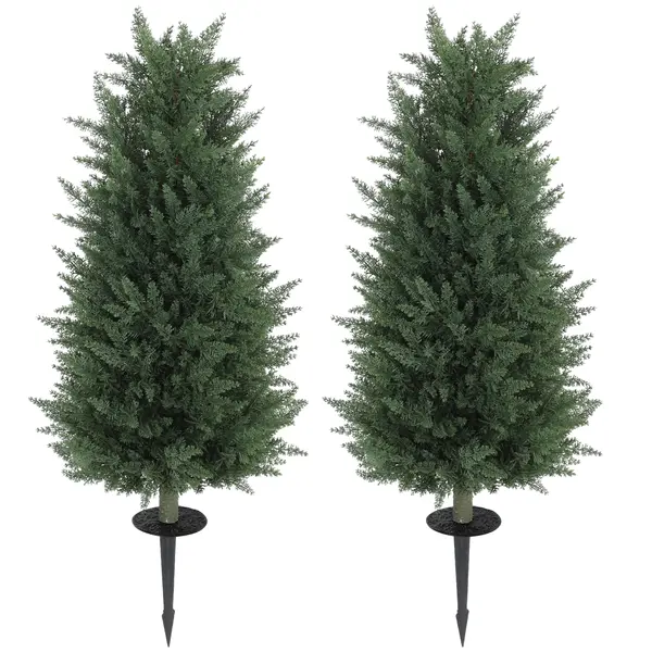 HOMCOM Set de 2 plante artificiale, chiparosi artificiali cu 831 de frunze fiecare, versatil, Verde | Aosom Romania