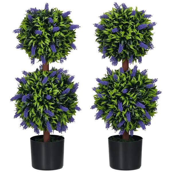 HOMCOM Set de 2 plante artificiale, plantă artificială rezistentă la UV în ghiveci, 70 cm plantă de interior pentru camera de zi, grădină | Aosom Romania
