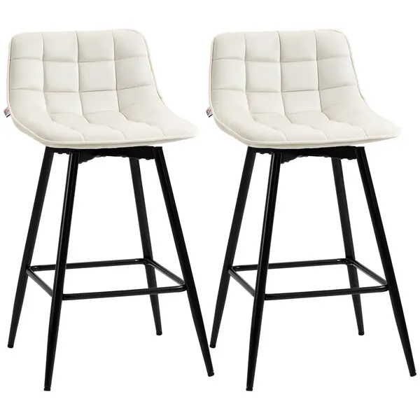 HOMCOM Set de 2 scaune bar cu spatar, scaune inalte tapitate, stil nordic | Aosom Romania