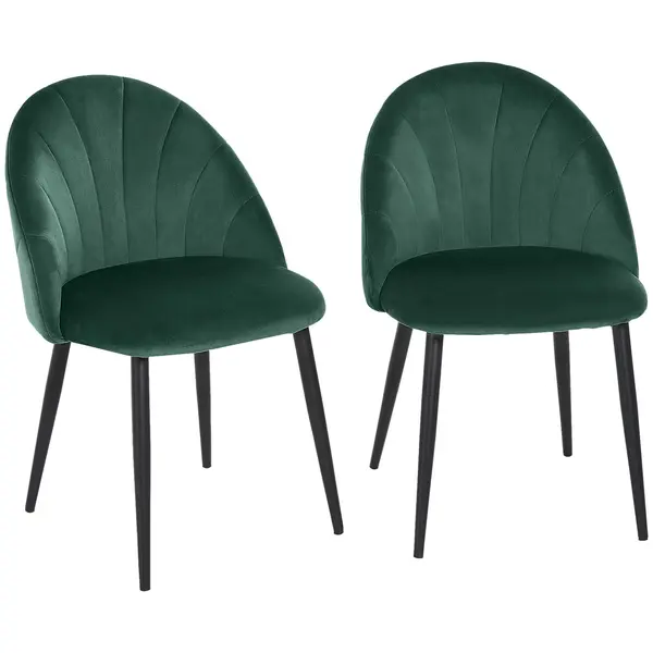 HOMCOM Set de 2 Scaune Căptușite fără Cotiere, Scaune pentru Sufrageri sau Bucatarie, 50x54x80 cm, Verde | Aosom Romania