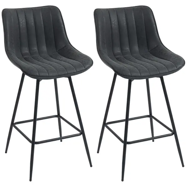 HOMCOM Set de 2 scaune înalte, scaune rotative 68 cm cu spătar pentru insula de bucătărie, sufragerie, Negru | Aosom Romania