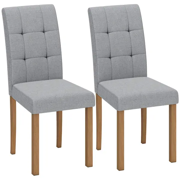 HOMCOM Set de 2 scaune pentru sufragerie, scaun de bucătărie modern cu șezut căptușit din țesătură cu aspect de in, gri deschis | Aosom Romania