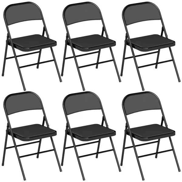 HOMCOM Set de 2 scaune pliante, scaune de birou portabile, picioare din oțel, scaun pliant pentru birou, recepție, sala de așteptare, piele ecologică, negru | Aosom Romania