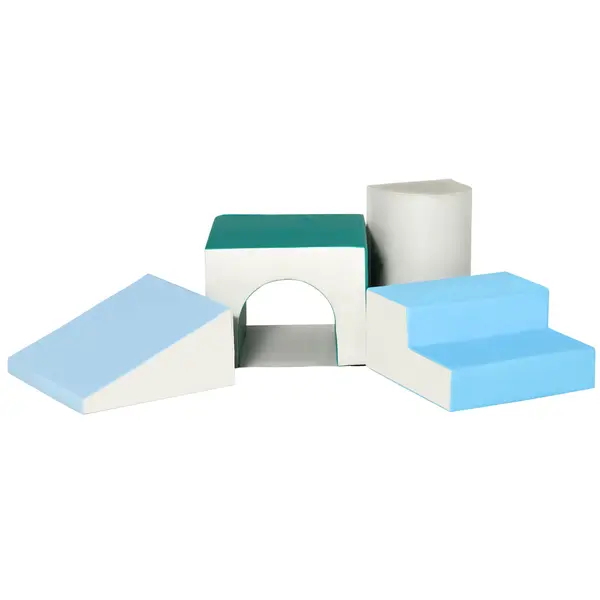 HOMCOM Set de 4 Blocuri Moi de Construcție pentru Copii, Joc Modulabil pentru Copii 1-3 Ani, 150x50x39 cm, Multicolor | Aosom Romania
