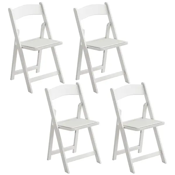 HOMCOM Set de 4 scaune pliabile din rășină și PU, scaune portabile pentru interior și exterior, 45x44x78cm, alb | Aosom Romania
