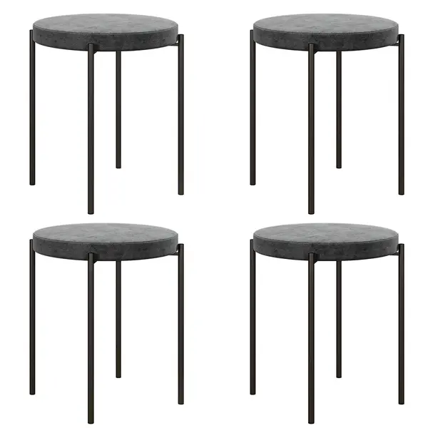 HOMCOM Set de 4 taburete de bucătărie, empilabile, stil catifea, până la 100 kg, cadru din oțel, 41,5 x 41,5 x 46 cm, Gri închis | Aosom Romania