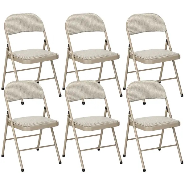 HOMCOM Set de 6 Scaune Pliabile din Metal, Scaune Pliabile din Interior cu Șezut Tapițat din Piele PU și Spătar Deschis | Aosom Romania