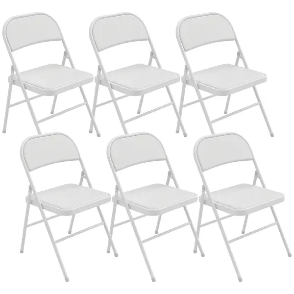 HOMCOM Set de 6 scaune pliante pentru dining portabile cadru din oțel 45 x 46 x 78 cm alb | Aosom Romania