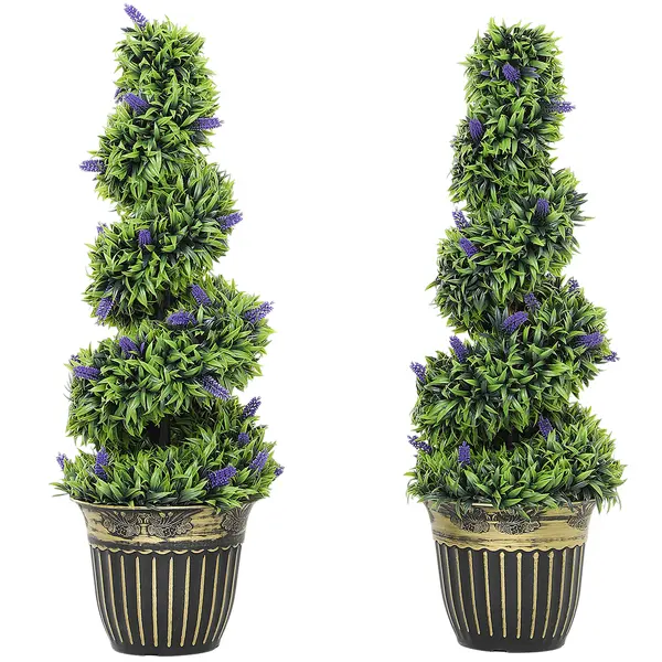 HOMCOM Set de Două Plante Artificiale Lavandă 90 cm | Aosom Romania