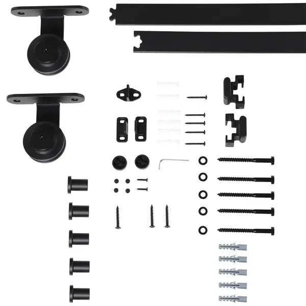 HOMCOM Set feronerie ușă culisantă, oțel carbon, suport 100 kg, pentru uși lemn 3.5-4.5 cm | Aosom Romania