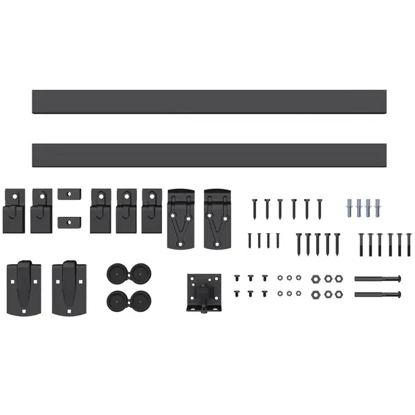HOMCOM Set feronerie uși glisante pentru sarcină mare 244 cm Negru pentru uși simple | Aosom Romania