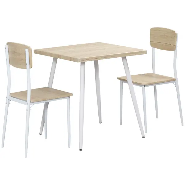 HOMCOM Set Masă cu 2 Scaune pentru Dining, din Lemn și Metal, Albă | Aosom Romania