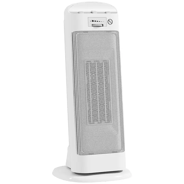 HOMCOM Sobă Electrică Ceramică 2000W, 4 Moduri și Încălzire Reglabilă, Oscilație 55°, Alb | Aosom Romania