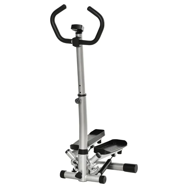 HOMCOM Stepper cu Monitor LCD, Mânere Reglabile și Benzi Elastice, Negru și Argintiu | Aosom Romania