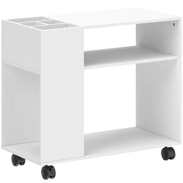 HOMCOM Suport imprimantă masă pentru imprimantă cu compartiment separat, suprafețe de depozitare pentru birou 70 x 34 x 60 cm Alb | Aosom Romania