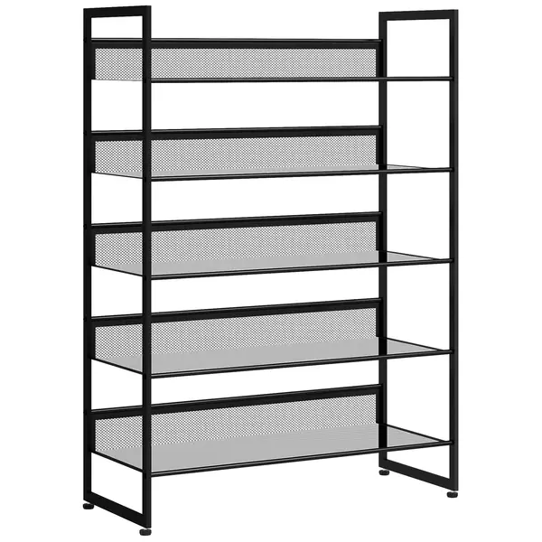 HOMCOM Suport pantofi, suport pantofi, raft pentru pantofi, 5 nivele, 72 cm x 30 cm x 102 cm, negru | Aosom Romania
