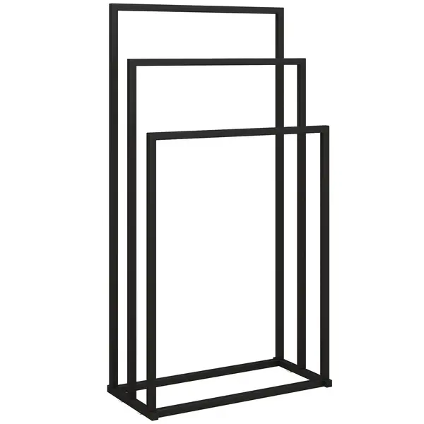 HOMCOM Suport pentru Prosoape de Podea cu 3 Brate Autoportant din Oțel, 45x21.5x85 cm | Aosom Romania