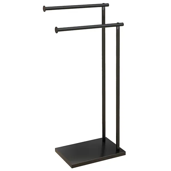 HOMCOM Suport Prosoape cu 2 Brațe, Suport Baie din Metal, 35,5x20x78 cm, Negru | Aosom Romania