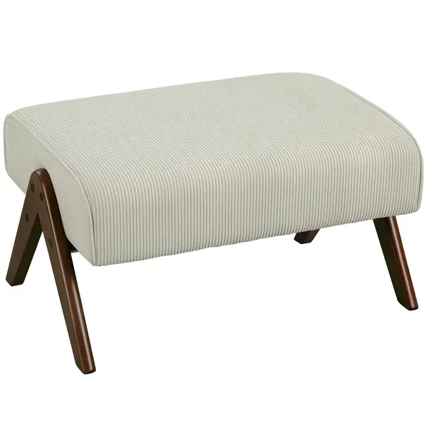HOMCOM Taburet de Picior cu Scaun Acolchis și Piciori de Lemn pentru Salon Dormitor 69x47x36 cm Bej | Aosom Romania