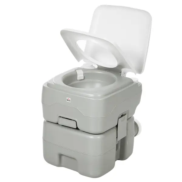 HOMCOM Toaletă de camping toaletă portabilă capacitate max. 147 kg 20L pentru camping drumeții călătorii pescuit 41,5 x 36,5 x 42 cm Gri | Aosom Romania