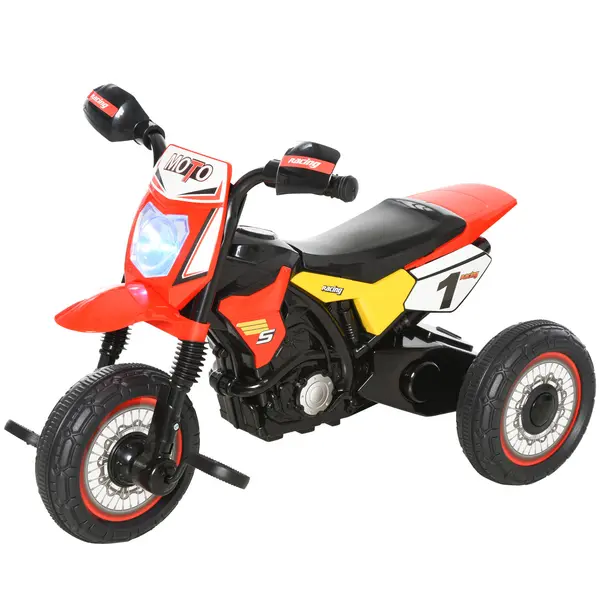 HOMCOM Tricicleta pentru Copii 1-3ani cu Pedale cu Lumini si Sunete, 3 Roti Late, Varsta 18-36 Luni, 71x40x51cm, Rosu | Aosom Romania