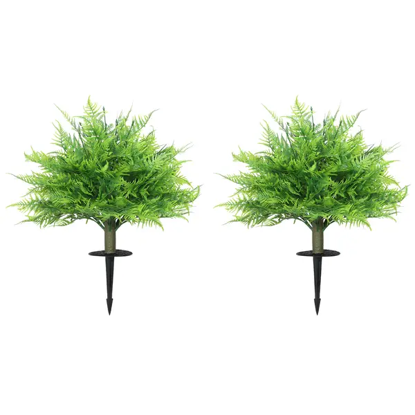 HOMCOM Tufe de ferigă Boston artificiale rezistente la UV, plante artificiale cu țăruși, set de 2, 60 cm pentru grădină, verandă | Aosom Romania