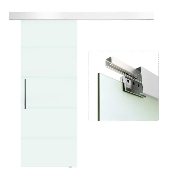 HOMCOM usa glisanta din sticla cu sina din aluminiu, 75x210cm | Aosom Romania
