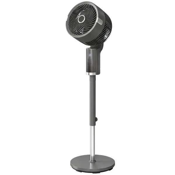 HOMCOM Ventilator de podea Circulator aer cu 8 trepte de viteză Afișaj LED Telecomandă Timer 90° oscilație Gri | Aosom Romania
