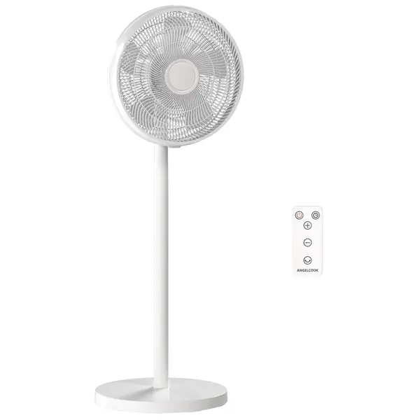 HOMCOM Ventilator de Podea cu Telecomandă, Reglabil pe Înălțime, 4 Viteze, Oscilație 80°, Timer 10 Ore, Alb, Ø40x90.5-118.5Î cm | Aosom Romania