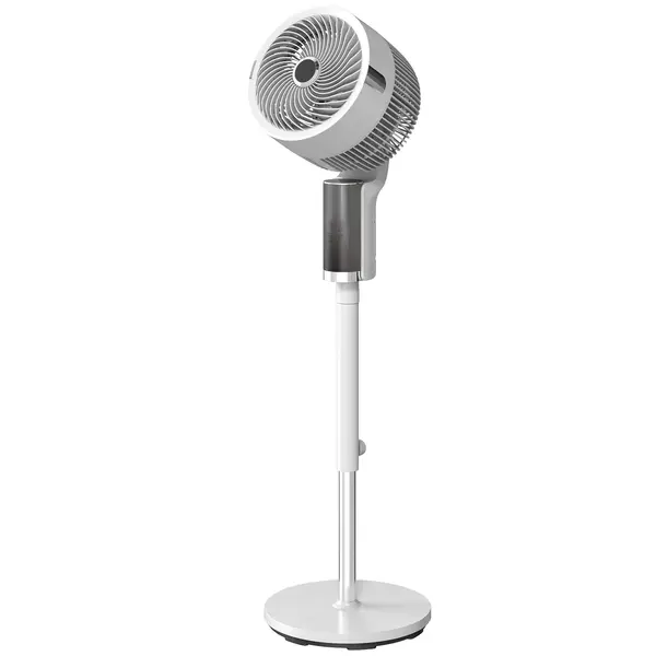 HOMCOM Ventilator de podea silențios 20 dB pentru dormitor, ventilator cu oscilare la 90°, 8 trepte și lumină LED, alb | Aosom Romania