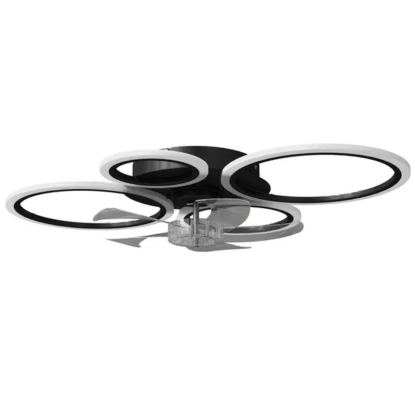 HOMCOM Ventilator de tavan cu lumină și telecomandă, Ventilator LED de tavan 77 cm cu 3 culori de lumină, 6 trepte, temporizator | Aosom Romania