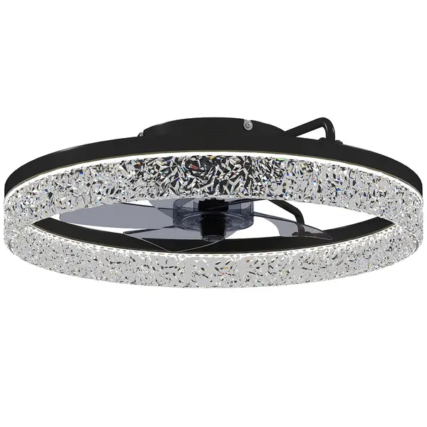 HOMCOM Ventilator de tavan cu lumină, ventilator LED de tavan dimabil cu telecomandă pentru dormitor și living, Negru | Aosom Romania
