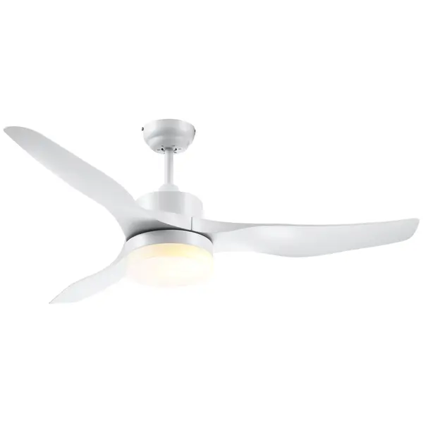 HOMCOM Ventilator de Tavan cu Lumini LED, 3 Moduri de Iluminare, Design Modern, Φ132x40 cm, Alb | Aosom Romania