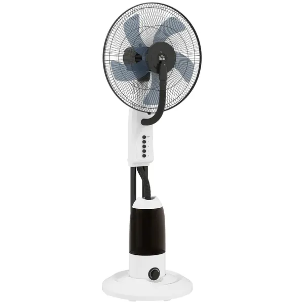 HOMCOM Ventilator nebulizator oscilant 90 W rezervor 2,8L 3 trepte 5 palete și roți Ø44,5x120 cm Alb | Aosom Romania