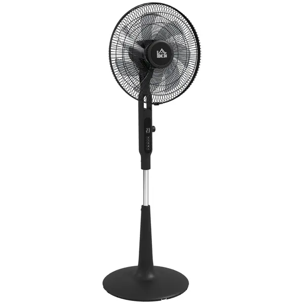 HOMCOM Ventilator pe picior Ø 42cm 40W 3 moduri 28 trepte, funcție anti-țânțari, înălțime reglabilă oscilant 75° negru | Aosom Romania