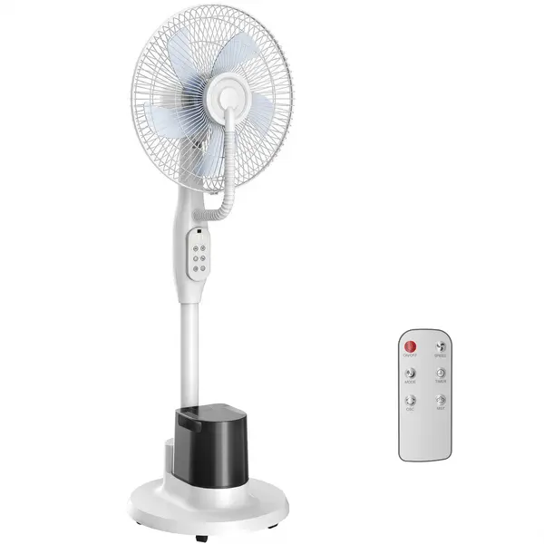 HOMCOM Ventilator stativ cu ceață pulverizată, oscilație 70° Oszillation, 3 viteze, 3 moduri, rezervor de 3,5L, Alb | Aosom Romania