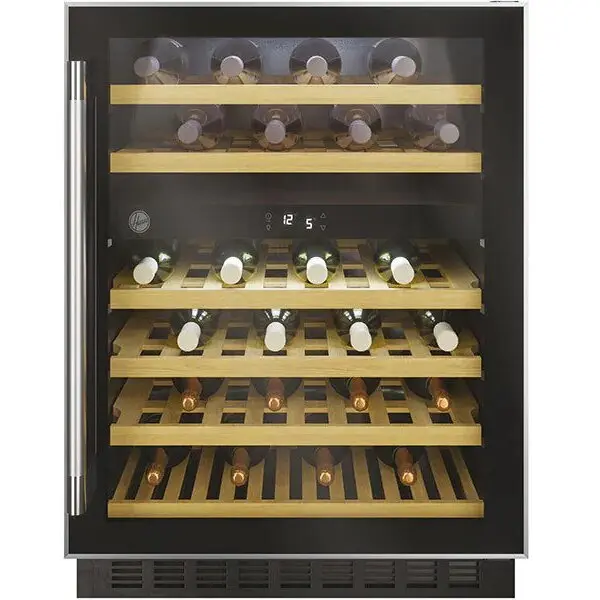 Hoover Racitor de vinuri incorporabil Hoover HWCB 60/N, 46 sticle, H 82 cm, Clasa G, negru