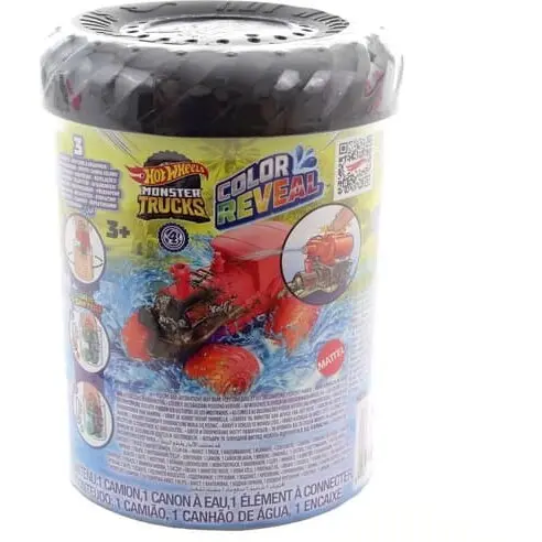 HOT WHEELS Masinuta Hot Wheels Monster Truck Color Reveal Water, schimbare culoare, scara 1:64
