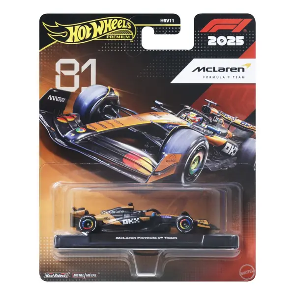 HOT WHEELS PREMIUM REAL RIDERS FORMULA 1 2024 MASINUTA METALICA MCLAREN FORMULA 1 TEAM NUMARUL 81 SCARA 1 LA 64