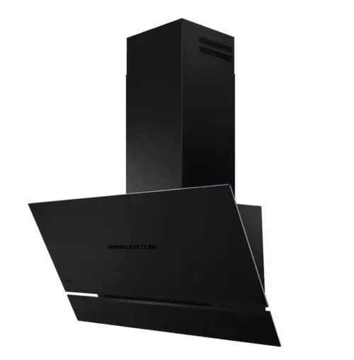 Hota de perete decorativa AEG Seria 8000 NDV8791CT, 90 cm, 1 motor, 3 viteze + intensiv, 2 filtre de aluminiu lavabile, Control electronic, AuroraTech, AutoSense, Functie Breeze, Conectivitate plita, 760 mc/h (Negru)
