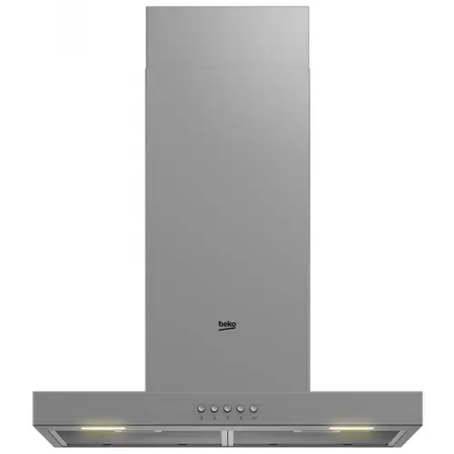 Hota decorativa Beko BHCB61622BXH, Putere de absortie 613 m3/h, 3 trepte de viteza, Iluminare LED, 60 cm (Inox)