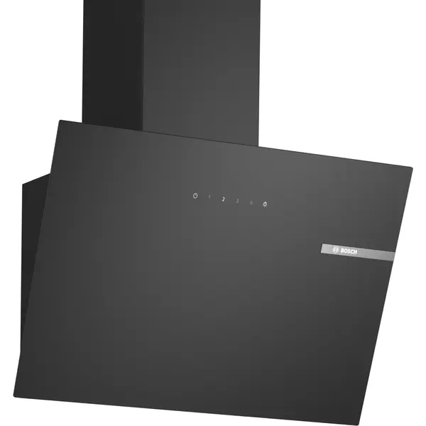 Hota decorativa Bosch DWK65DK60, 223 W, 550 mc/h, 3 trepte + intensiv, Sticla neagra, Clasa A