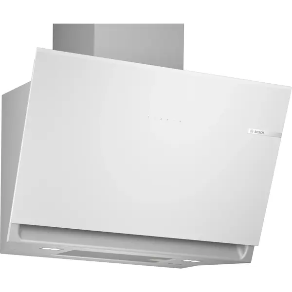 Hota decorativa Bosch DWK81AN20, 190 W, 915 mc/h, 3 trepte + intensiv, Sticla alba, Clasa A+