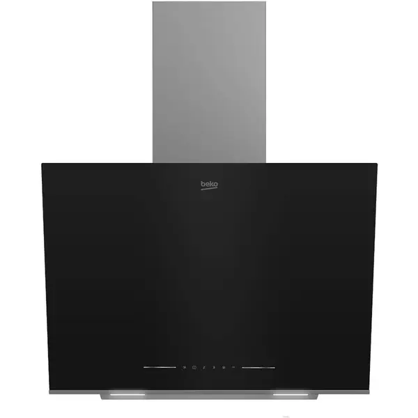 Hota decorativa inclinata Beko BHCA66641BBHS, 300 W, 720 mc/h, Lumina ajustabila, 1 motor, Senzor de temperatura, Iluminare LED, Control touch, Avertizare curatare/inlocuire filtru, Negru, Clasa A