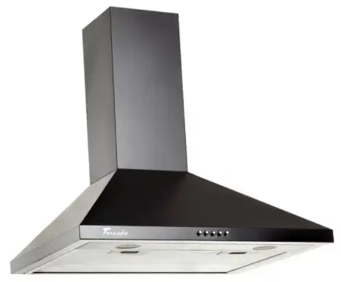 Hota decorativa Tornado Kent 750 (60), 1 Motor Turbo, 3 Viteze, 750 m3/h, Filtru anti-grasimi, Clasa C, 60 cm (Negru)