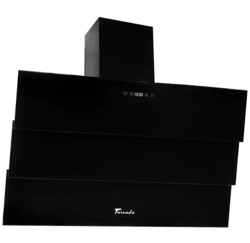 Hota Decorativa Tornado Megas 1200 (90) LED, clasa A, 1 motor Turbo, latime 90 cm, 4 viteze, absorbtie 1200 m3/ora, filtru anti-grasimi aluminiu 5 straturi (Negru)