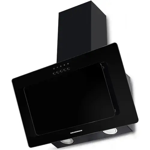 Hota incorporabila decorativa Heinner HDCH-F3560RGBK , Putere de absorbtie 364.9 m3/h, 1 motor, Iluminare LED, 3 trepte de viteza, 59.5 cm, Sticla neagra